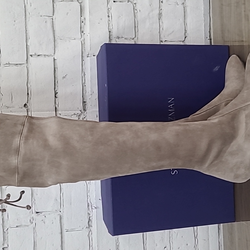 Stuart Weitzman Tiemodel Suede Leather Over-the-knee Boots In Taupe - NWT/NIB - Picture 12 of 16